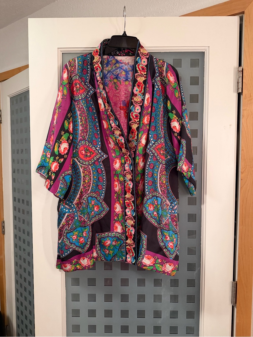 Johnny Was Purple Multi Paisley Floral Kimono jacket